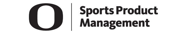 Logo of the Sports Product Management program with that program name next to the Oregon O on the right.