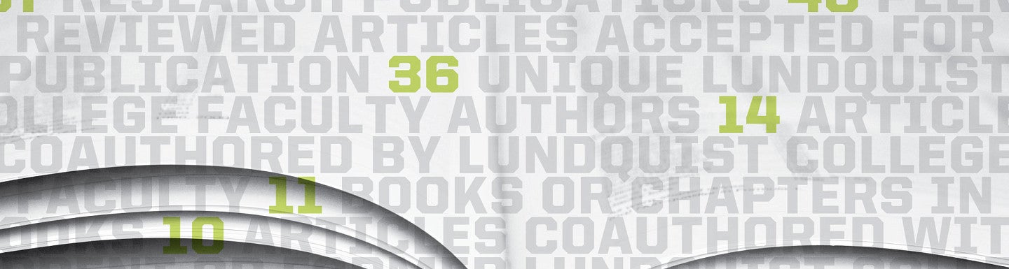 Graphic of repeating text referencing publications against a background of book pages