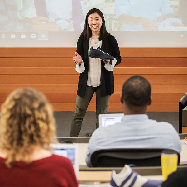 An SPM student gives a presentation in the classroom